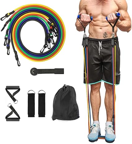 11-Piece Resistance Band Set – Up to 100lbs